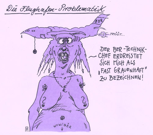Cartoon: die flughafenproblematik (medium) by Andreas Prüstel tagged ber,großflughafen,berlin,eröffnungsverschiebung,ber,großflughafen,berlin,eröffnungsverschiebung
