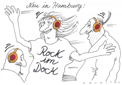 Cartoon: dröhnung (medium) by Andreas Prüstel tagged rock,dock,hamburg,hamburg,deutschland,rocken,rock,tanzen,party,fete,feiern,freizeit,vergnügen,dröhnung,musik,dock,hafen,hafenstadt,kultur,jugend,jugendliche,generationen,generation,spaß