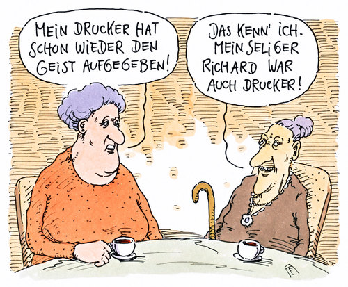 Cartoon: drucker (medium) by Andreas Prüstel tagged drucker,computer,osoleszenz,wegwerfgesellschaft,cartoon,karikatur,andreas,pruestel,drucker,computer,osoleszenz,wegwerfgesellschaft,cartoon,karikatur,andreas,pruestel