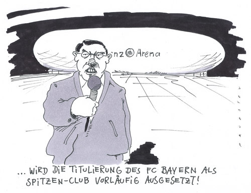 Cartoon: FC Bayern (medium) by Andreas Prüstel tagged fußball,münchen,allianzarena,fcbayern,bedeutungsverlust,münchen,fußball,fussball,sport