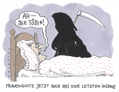 Cartoon: frauenquote (medium) by Andreas Prüstel tagged frauenquote,tod,frauenquote,tod,frauen,steben