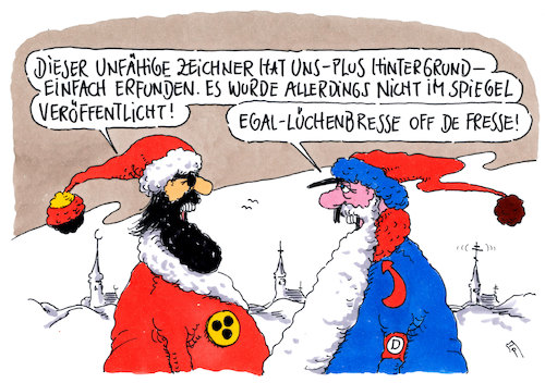 Cartoon: frei erfunden (medium) by Andreas Prüstel tagged der,spiegel,reportagen,reporter,erfindungen,betrug,lügenpresse,afd,weihnachten,weihnachtsmänner,cartoon,karikatur,andreas,pruestel,der,spiegel,reportagen,reporter,erfindungen,betrug,lügenpresse,afd,weihnachten,weihnachtsmänner,cartoon,karikatur,andreas,pruestel