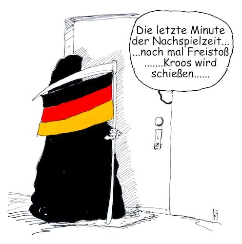 Cartoon: freistoß (medium) by Andreas Prüstel tagged fußballweltmeisterschaft,vorrunde,schweden,deutschland,nachspielzeit,freistoß,toni,kroos,cartoon,karikatur,andreas,pruestel,fußballweltmeisterschaft,vorrunde,schweden,deutschland,nachspielzeit,freistoß,toni,kroos,cartoon,karikatur,andreas,pruestel