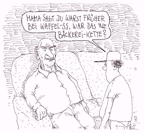 Cartoon: früher mal (medium) by Andreas Prüstel tagged familie,natinalsozialismus,waffenss,cartoon,karikatur,andreas,pruestel,familie,natinalsozialismus,waffenss,cartoon,karikatur,andreas,pruestel