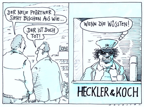 Cartoon: gaddafi? (medium) by Andreas Prüstel tagged gaddafi,diktator,tod,libyen,pförtner,deutschewaffen,hecklerundkoch,gaddafi,diktator,tod,libyen,pförtner