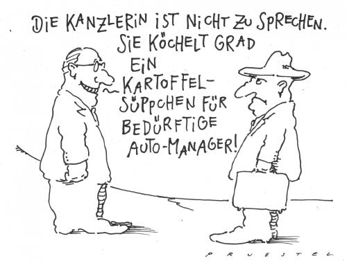 Cartoon: gastgeberin (medium) by Andreas Prüstel tagged merkel,kanzleramt,angela merkel,kanzleramt,kanzler,bundeskanzler,manager,autoindustrie,angela,merkel