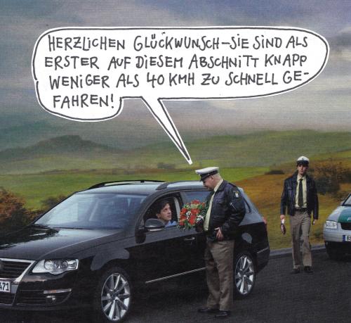 Cartoon: glückwunsch (medium) by Andreas Prüstel tagged polizei,geschwindigkeitskontrolle