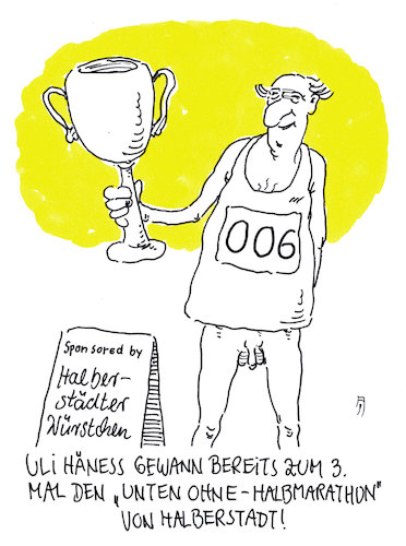 Cartoon: halb (medium) by Andreas Prüstel tagged halbmarathon,halberstadt,halberstädter,wurst,cartoon,karikatur,andreas,pruestel,halbmarathon,halberstadt,halberstädter,wurst,cartoon,karikatur,andreas,pruestel