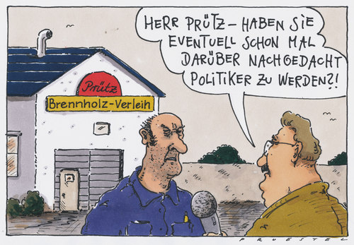 Cartoon: herr prütz (medium) by Andreas Prüstel tagged brennholz,verleih,interview,politiker,brennholz,verleih,interview,politiker