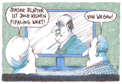 Cartoon: joseph blatter (medium) by Andreas Prüstel tagged fifa,fifaboss,joseph,blatter,korruption,fußballweltmeisterschaften,pfifferling,cartoon,karikatur,fifa,fifaboss,joseph,blatter,korruption,fußballweltmeisterschaften,pfifferling,cartoon,karikatur