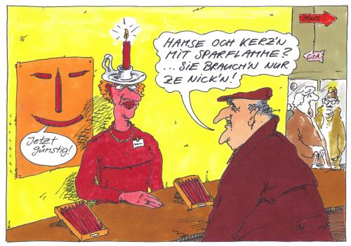 Cartoon: kerzen (medium) by Andreas Prüstel tagged verkaufsgespräch,einkaufscenter,verkaufsgespräch,handel,verkauf,verkaufen,kunde,verkäuferin,laden,shop,einkaufscenter,sparflamme,kerze,angebot,sonderangebot,licht