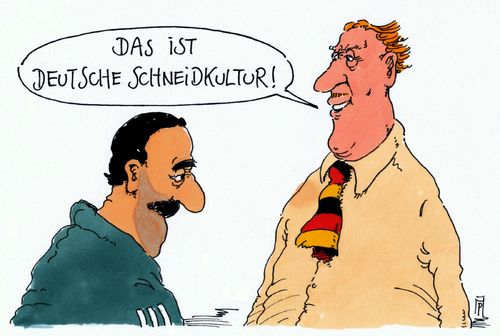 Cartoon: kulturgut (medium) by Andreas Prüstel tagged deutsche,leutkultur,schneidkultur,karneval,flüchtlinge,muslime,weiberfastnacht,krawatte,cartoon,karikatur,andreas,pruestel,deutsche,leutkultur,schneidkultur,karneval,flüchtlinge,muslime,weiberfastnacht,krawatte,cartoon,karikatur,andreas,pruestel