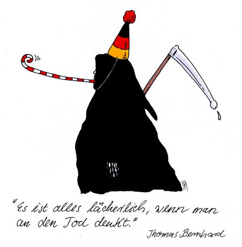 Cartoon: lächerlich (medium) by Andreas Prüstel tagged thomas,bernhard,schriftsteller,autor,literat,literatur,zitat,tod,lächerlichkeit,deutschland,österreich,cartoon,karikatur,andreas,pruestel,thomas,bernhard,schriftsteller,autor,literat,literatur,zitat,tod,lächerlichkeit,deutschland,österreich,cartoon,karikatur,andreas,pruestel