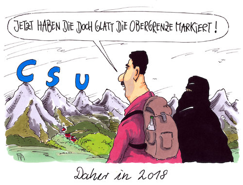 Cartoon: markierung (medium) by Andreas Prüstel tagged csu,bayern,obergrenze,cartoon,karikatur,andreas,pruestel,csu,bayern,obergrenze,cartoon,karikatur,andreas,pruestel