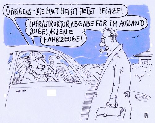 Cartoon: maut-umbenennung (medium) by Andreas Prüstel tagged maut,csu,infrastruktur,ausländische,fahrzeuge,cartoon,karikatur,andreas,pruestel,maut,csu,infrastruktur,ausländische,fahrzeuge,cartoon,karikatur,andreas,pruestel