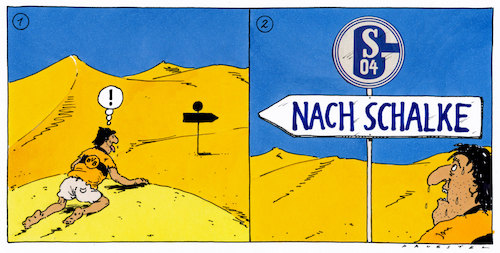 Cartoon: nach der sommerpause (medium) by Andreas Prüstel tagged bundesliga,saisonstart,borussia,dortmund,schalke,rivalität,cartoon,karikatur,andreas,pruestel,bundesliga,saisonstart,borussia,dortmund,schalke,rivalität,cartoon,karikatur,andreas,pruestel