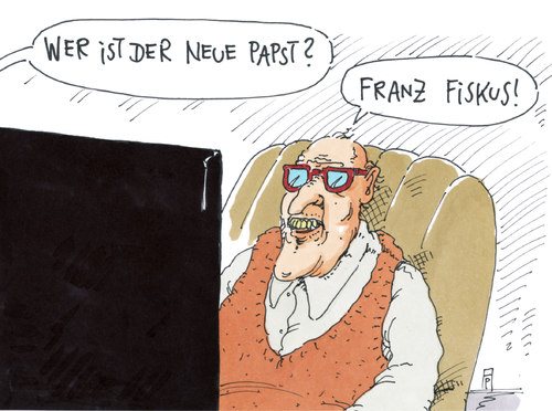 Cartoon: neuer papst (medium) by Andreas Prüstel tagged franziskus,neuer,papst,papstwahl,vatikan,konklave,rom,franziskus,neuer,papst,papstwahl,vatikan,konklave,rom