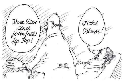 Cartoon: ostern (medium) by Andreas Prüstel tagged ostern,urologe,patient,eier,hoden,tip,top,cartoon,karikatur,andreas,pruestel,ostern,urologe,patient,eier,hoden,tip,top,cartoon,karikatur,andreas,pruestel