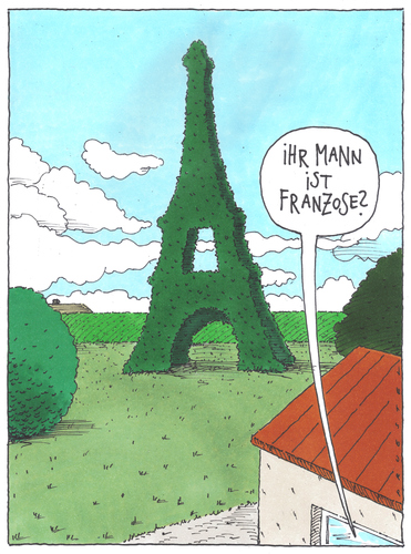 Cartoon: o.t. (medium) by Andreas Prüstel tagged paris,eifelturm,garten,grundstück,paris,eifelturm,garten,grundstück,gartenarbeit,natur