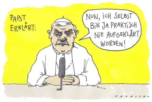 Cartoon: papa (medium) by Andreas Prüstel tagged katholischekirche,mißbrauchsfälle,papstwort,vatikan,aufklärung,katholische kirche,mißbrauch,missbrauch,sexueller mißbrauch,papst,vatikan,aufklärung,kirche,religion,skandal,kindheit,erziehung,sexuelle aufklärung,katholische,sexueller,sexuelle