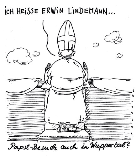 Cartoon: papstbesuch (medium) by Andreas Prüstel tagged papst,papstbesuch,wuppertal,loriot,papst,papstbesuch,wuppertal,loriot