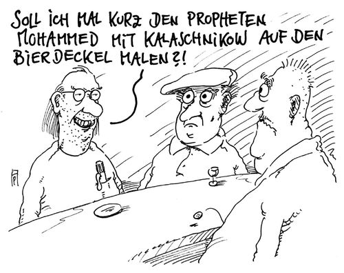 Cartoon: prophetenmalen (medium) by Andreas Prüstel tagged karikaturist,cartoonist,anschläge,paris,charlie,hebdo,jahrestag,mohammed,zeichnungen,prophet,islam,islamismus,provokation,kunstfreiheit,angst,cartoon,karikatur,andreas,pruestel,karikaturist,cartoonist,anschläge,paris,charlie,hebdo,jahrestag,mohammed,zeichnungen,prophet,islam,islamismus,provokation,kunstfreiheit,angst,cartoon,karikatur,andreas,pruestel