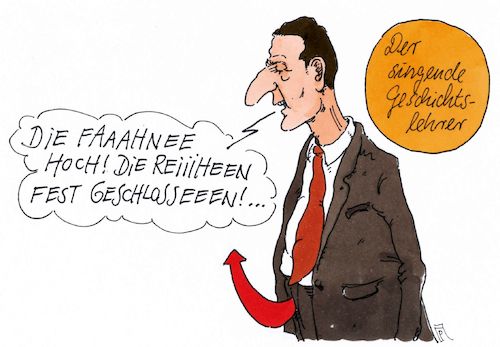 Cartoon: singender höcke (medium) by Andreas Prüstel tagged afd,björn,höcke,kein,parteiausschluß,nationalsozialismus,horst,wessel,lied,geschichtslehrer,cartoon,karikatur,andreas,pruestel,afd,björn,höcke,kein,parteiausschluß,nationalsozialismus,horst,wessel,lied,geschichtslehrer,cartoon,karikatur,andreas,pruestel