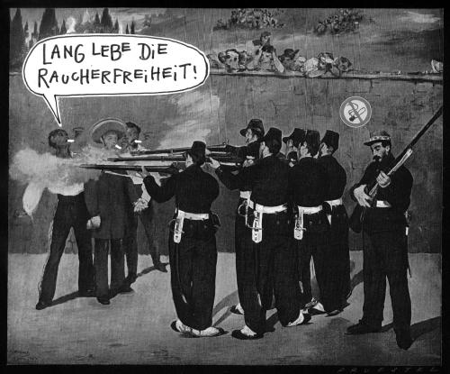 Cartoon: strafe muß sein! (medium) by Andreas Prüstel tagged rauchverbot,manet