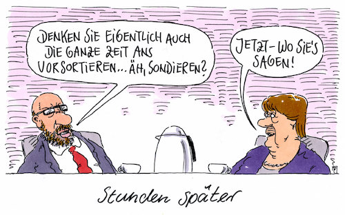 Cartoon: stunden später (medium) by Andreas Prüstel tagged vorsondierungen,spd,cdu,csu,schulz,merkel,cartoon,karikatur,andreas,pruestel,vorsondierungen,spd,cdu,csu,schulz,merkel,cartoon,karikatur,andreas,pruestel