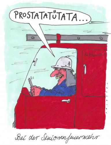 Cartoon: ...tata... (medium) by Andreas Prüstel tagged feuerwehr,senioren,prostata,lebenslust