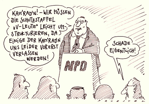 Cartoon: v-kameraden (medium) by Andreas Prüstel tagged npd,verfassungsschutz,vleute,npd,verfassungsschutz,vleute