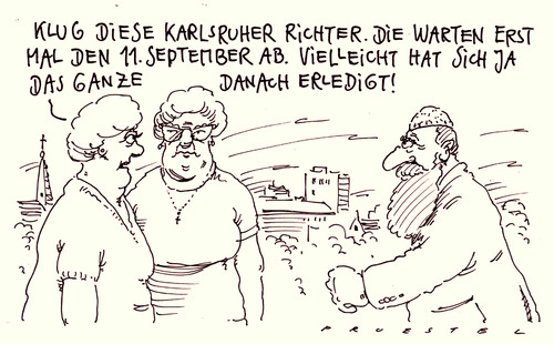 Cartoon: verfassungsrichter (medium) by Andreas Prüstel tagged elfterseptember,esm,eurokrise,karlsruhe,verfassungsgericht,euroeilverfahren,euroeilverfahren,verfassungsgericht,karlsruhe,eurokrise,esm