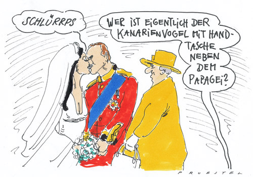 Cartoon: vogelhochzeit (medium) by Andreas Prüstel tagged großbritannien,royalehochzeit,kate,william,queen,großbritannien,kate,william,hochzeit,royal wedding,royal,wedding