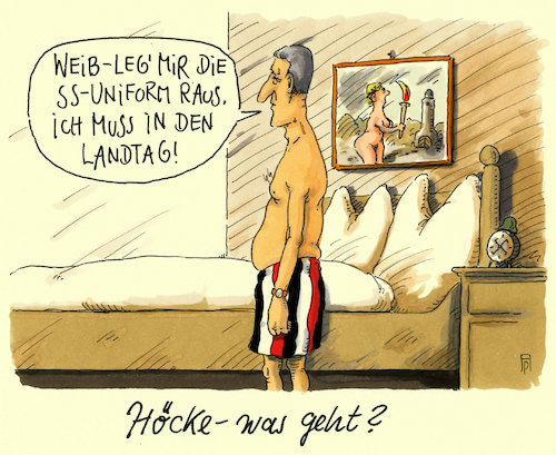 Cartoon: was geht? (medium) by Andreas Prüstel tagged björn,höcke,afd,provokationen,landtag,thüringen,ss,uniform,nazismus,cartoon,karikatur,andreas,pruestel,björn,höcke,afd,provokationen,landtag,thüringen,ss,uniform,nazismus,cartoon,karikatur,andreas,pruestel