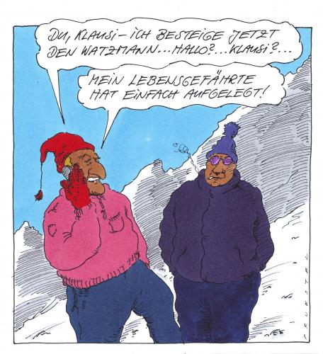 Cartoon: watzmann (medium) by Andreas Prüstel tagged bergsteigen,homosexualität,alpen