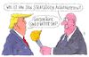 Cartoon: ausgenommen (small) by Andreas Prüstel tagged usa,trump,handelskrieg,strafzölle,golfschläger,dreiwettertaft,cartoon,karikatur,andreas,pruestel
