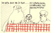 Cartoon: dicke katze (small) by Andreas Prüstel tagged katze,hauskatze,haustier,essen,asien,asiate,reisbällchen,rotweinsosse,spargelspitzen,cartoon,karikatur,andreas,pruestel