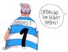 Cartoon: dopehorst (small) by Andreas Prüstel tagged regierungskrise,csu,cdu,seehofer,asylstreit,grenzkontrollen,ungarn,viktor,orban,doping,cartoon,karikatur,andreas,pruestel
