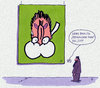 Cartoon: kunstfreiheit (small) by Andreas Prüstel tagged kunst,bildende,charlie,hebdo,satire,prophet,mohammed,malerei,georg,baselitzz,ausstellung,museum,karikatur,cartoon,andreas,pruestel