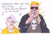 Cartoon: schavan-song (small) by Andreas Prüstel tagged anette,schavan,bundesbildungsministerin,doktortitel,doktorarbeit,plagiat,aberkennung,heino,connie,francis,coverversion