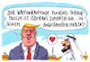 Cartoon: sympathisch (small) by Andreas Prüstel tagged trump usa golfstaaten saudiarabien waffenkäufe muslime terror einreisebeschränkungen cartoon karikatur andreas pruestel