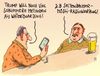 Cartoon: verschärfte befragung (small) by Andreas Prüstel tagged donald,trump,usa,waterbording,folter,seitenbacher,müsli,radiowerbung,cartoon,karikatur,andreas,pruestel