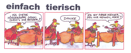 Cartoon: Absolut tierisch! (medium) by Peter Gatsby tagged tierwelt,tierwelt,schnitzel,jägerschnitzel,tiere,hase,restaurant,gastronomie