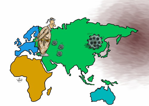 Cartoon: corona virus and kurds (medium) by handren khoshnaw tagged corona,virus,kurds,kurdistan,handren,khoshnaw