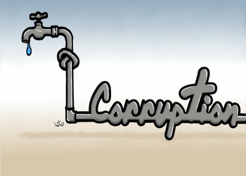 Cartoon: corruption and clean water (medium) by handren khoshnaw tagged handren,khoshnaw,corruption,clean,drinking,water,middle,east