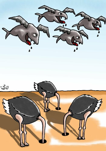 Cartoon: flying fish cartoon (medium) by handren khoshnaw tagged handren,khoshnaw,flying,fish,fluctuation,of,standards,cartoon,politic