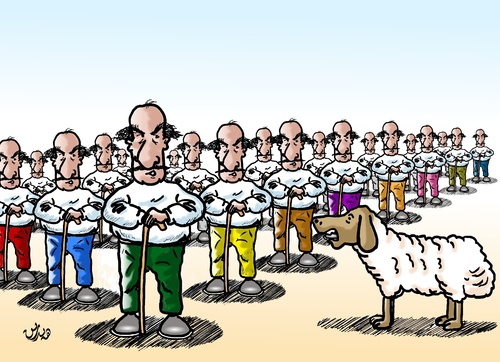 Cartoon: One sheep and so many shepherd (medium) by handren khoshnaw tagged khoshnaw,handren