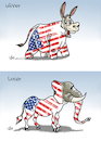 Cartoon: us presidential elections (small) by handren khoshnaw tagged handren,khoshnaw,usa,presidential,elections,elephant,donkey,winner,loser