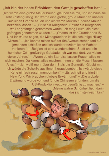 Cartoon: Hier kommt der Eiermann (medium) by Aneli Fiebach tagged politik,trump,donald