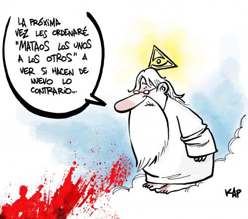 Cartoon: En el cielo (medium) by kap tagged dios,kap,dead,love